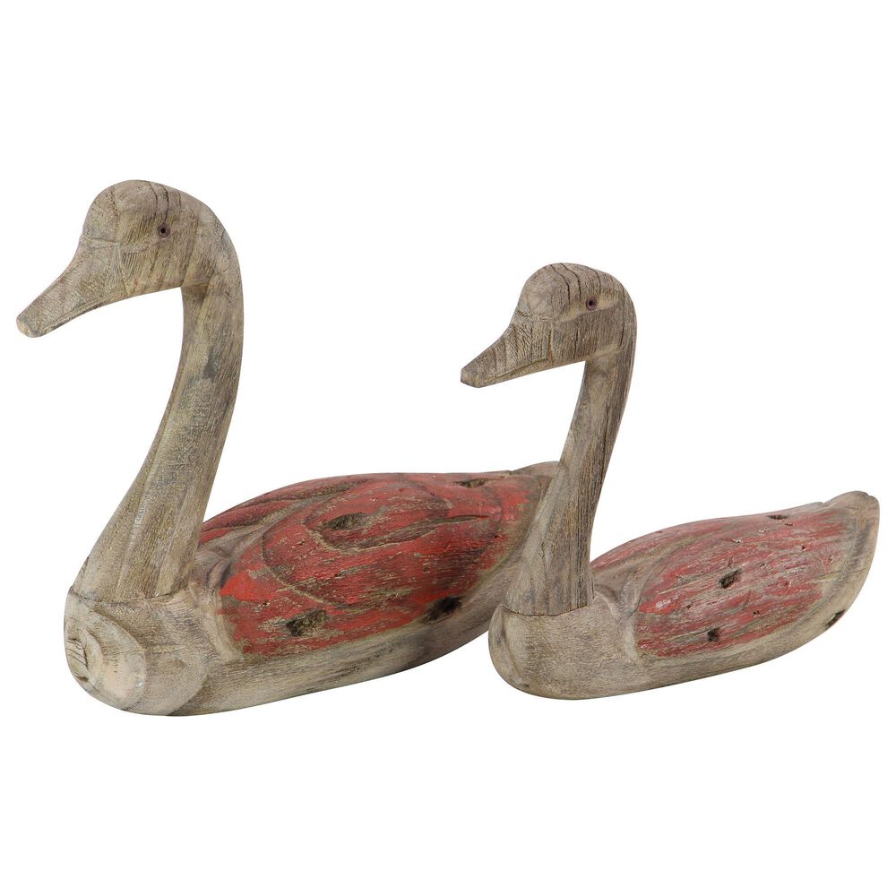 Maple and Jade Coastal Birds Sculpture in Red and Brown (Set of 2), , large
