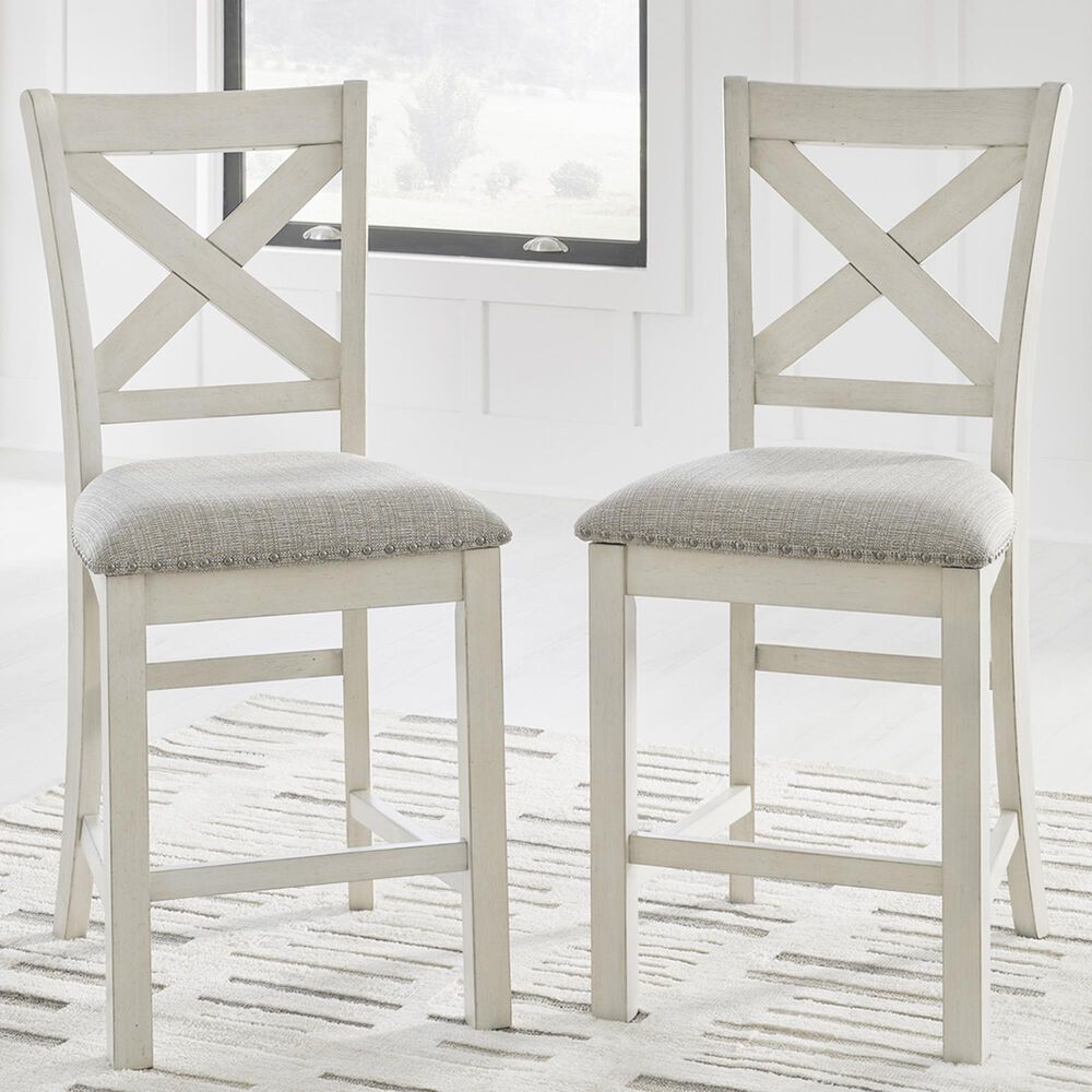 Ashley Robbinsdale Counter Height Barstool in White &#40;Set of 2&#41;, , large