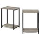 HOMLUX 2-Tier Metal Frame End Table with Open Shelf in French Oak Grey and Black (Set of 2), , large