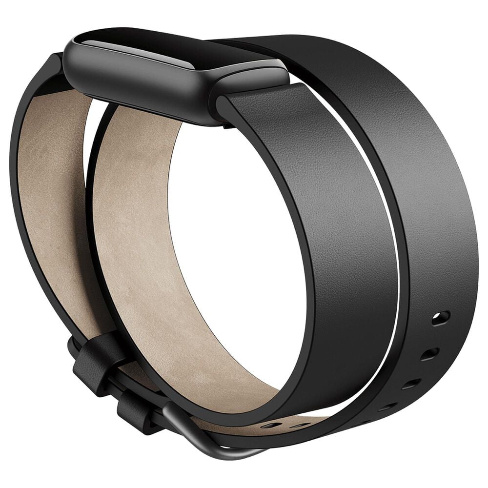 Fitbit Luxe Premium Horween Leather Double Wrap in Black, , large