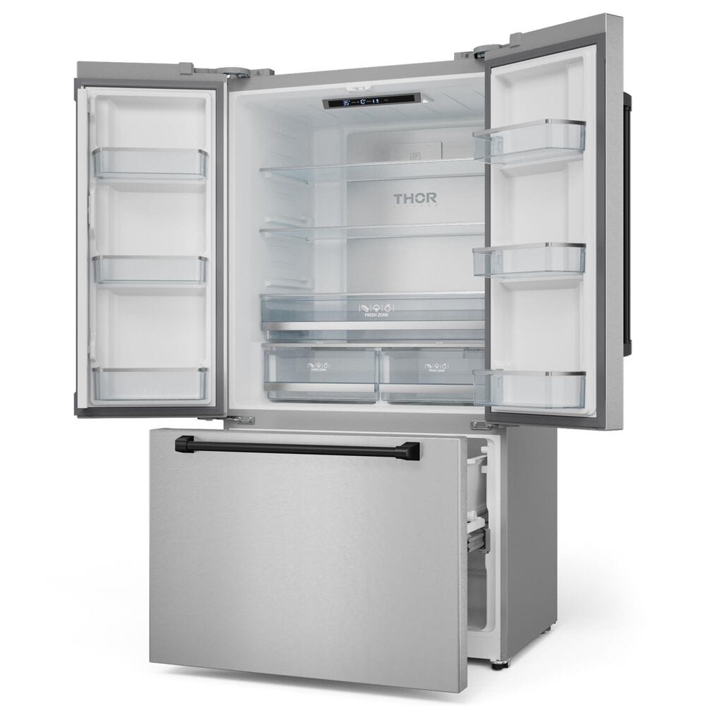 THOR KITCHEN Gordon Ramsay 20.3 Cu. Ft. Counter Depth French Door Refrigerator with Black Handle Kit in Stainless Steel, , large