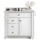 James Martin Vanities Bristol 36" Single Bathroom Vanity in Bright White with 3 cm Victorian Silver Quartz Top and Rectangular Sink, , large