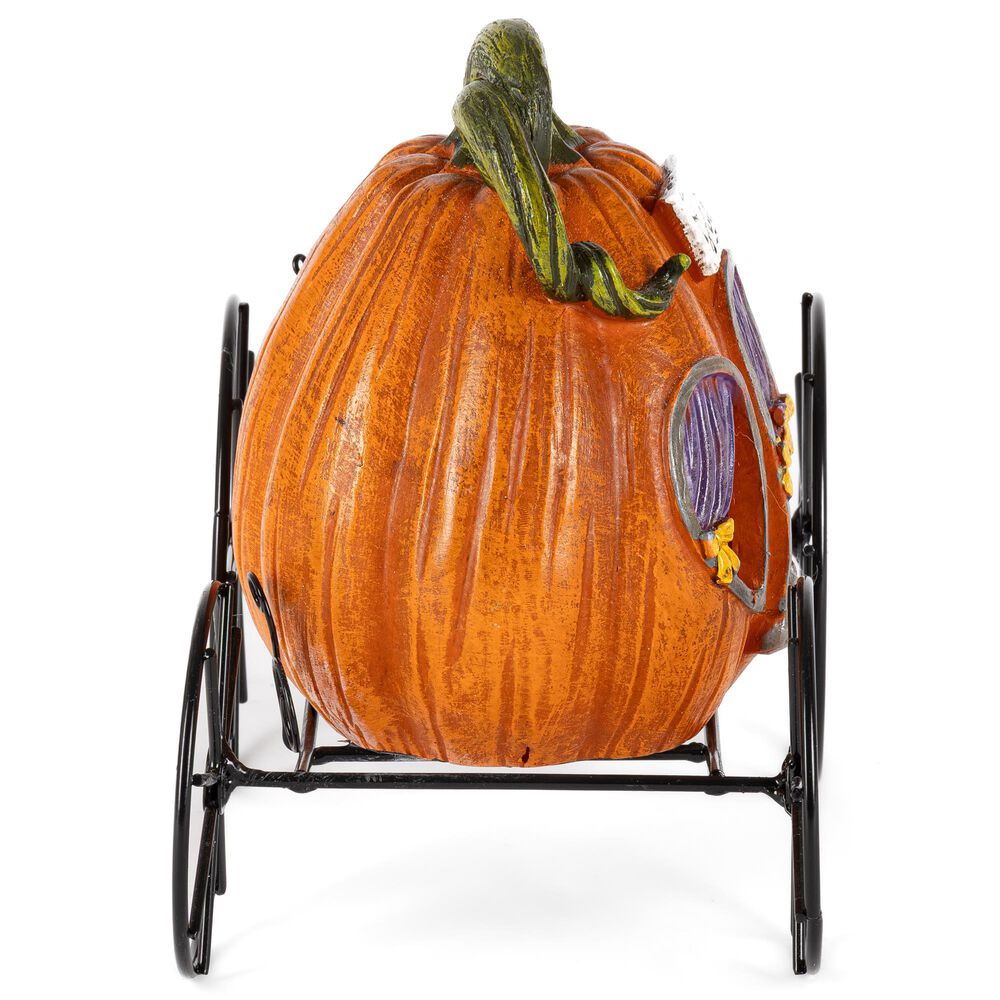 The Gerson Company 2-Piece B/O Lighted Resin and Metal Halloween Pumpkin Carriage Set in Assort, , large