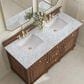 James Martin Vanities Lorelai 60" Double Vanity in Mid-Century Walnut with 3 cm Carrara White Marble Top, , large