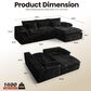 HOMLUX 112" Modern Sectional Sofa with Curved Armrests in Black, , large