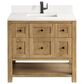 James Martin Vanities Breckenridge 36" Single Bathroom Vanity in Light Natural Oak with Single Hole 3 cm White Zeus Quartz Top and Rectangular Sink, , large