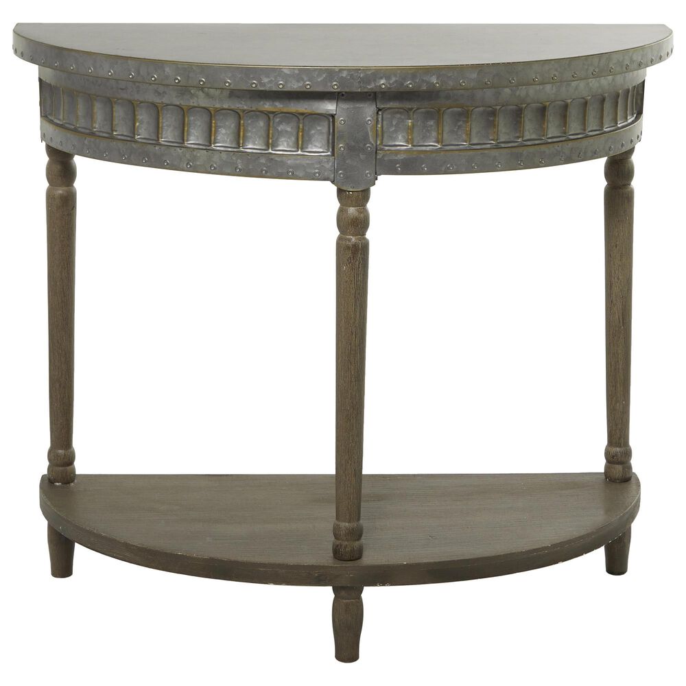 Maple and Jade Farmhouse Metal Console Table in Beige and Grey, , large