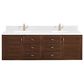 James Martin Vanities Amberly 72" Double Bathroom Vanity in Mid-Century Walnut with Single Hole 3 cm White Zeus Quartz Top and Rectangular Sinks, , large