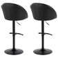 LumiSource Matisse Adjustable Swivel Barstool with Black Faux Leather Upholstery in Black (Set of 2), , large