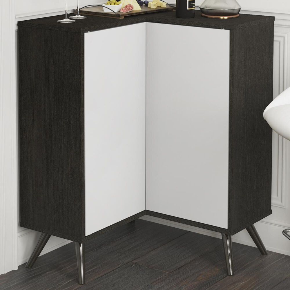 Bestar Small Space Krom Corner Storage Unit in Deep Grey and White, , large