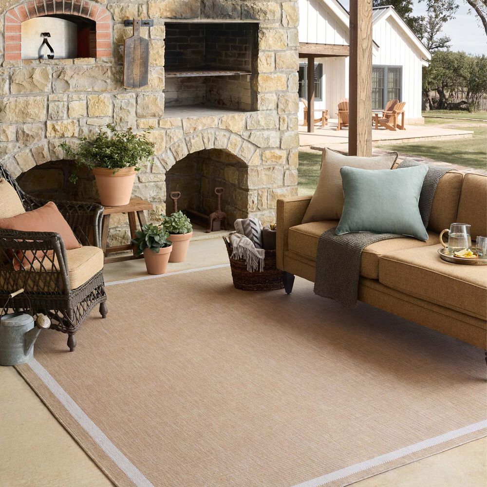 Loloi Easton Wheat and Ivory 4&#39; x 6&#39; Indoor/Outdoor Area Rug, , large