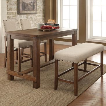 Furniture of America Brooks 4-Piece Counter Height Dining Set in Beige, , large