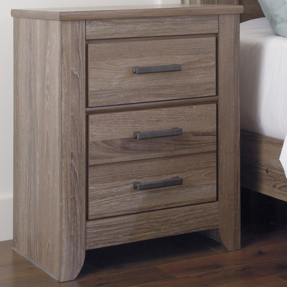 Signature Design by Ashley Zelen 2 Drawer Nightstand in Warm Gray, , large