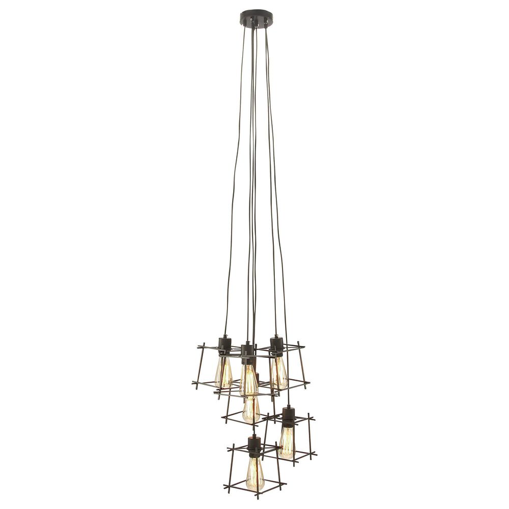 Maple and Jade 6-Light Metal Industrial Pendant in Black, , large