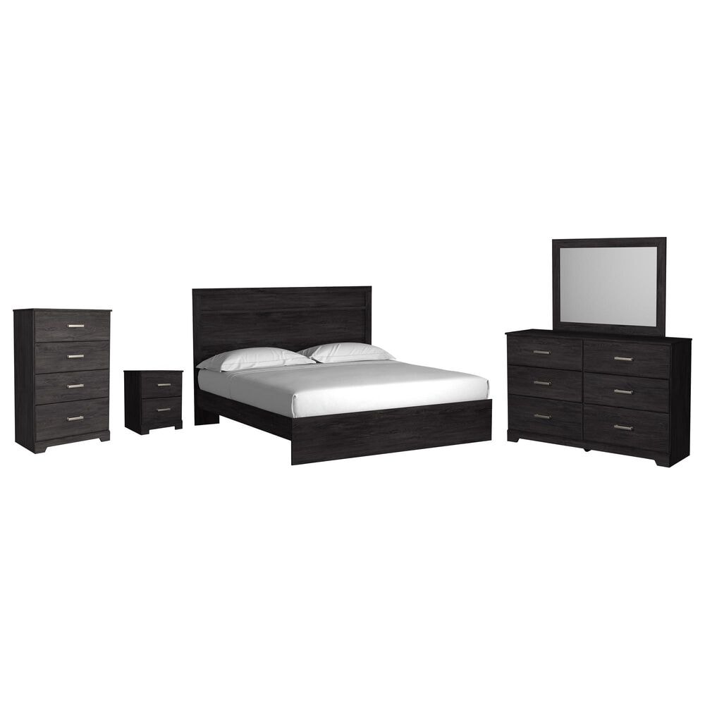 Ashley Belachime 5 Piece King Panel Bedroom Set in Dark Charcoal, , large