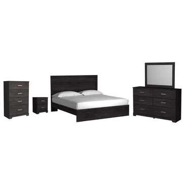 Ashley Belachime 5 Piece King Panel Bedroom Set in Dark Charcoal, , large