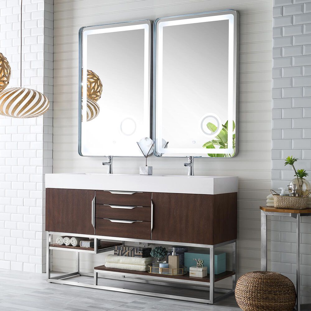 James Martin Columbia 59" Double Bathroom Vanity in Coffee Oak and ...