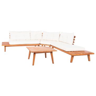 Safavieh Karine 4-Piece Patio Corner Living Set with Beige Cushion in Natural, , large