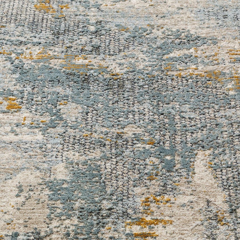 Surya Dresden Taupe, Off-White, Deep Teal, Dusty Sage, Ink Blue, Mustard and Light Gray 5&#39;3&quot; Round Area Rug, , large