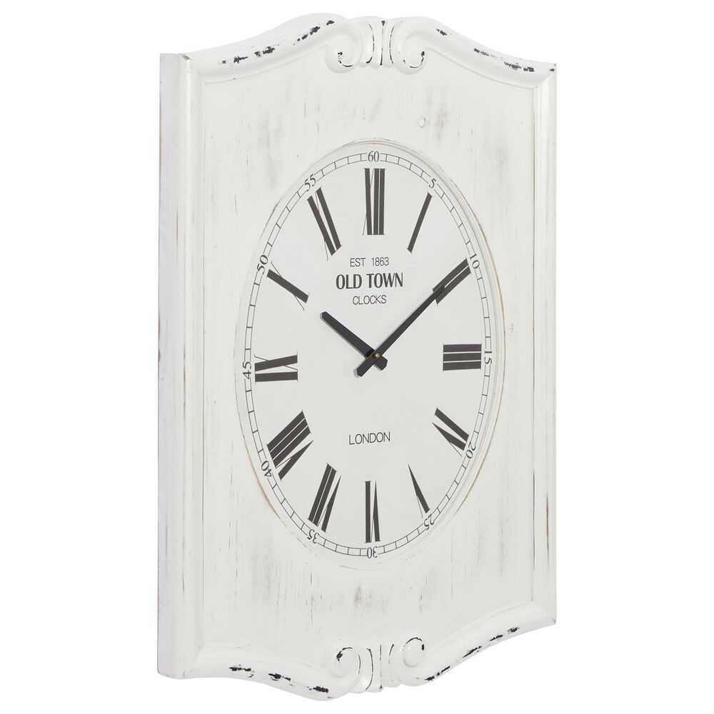 Maple and Jade Farmhouse Wall Clock in Whitewashed, , large