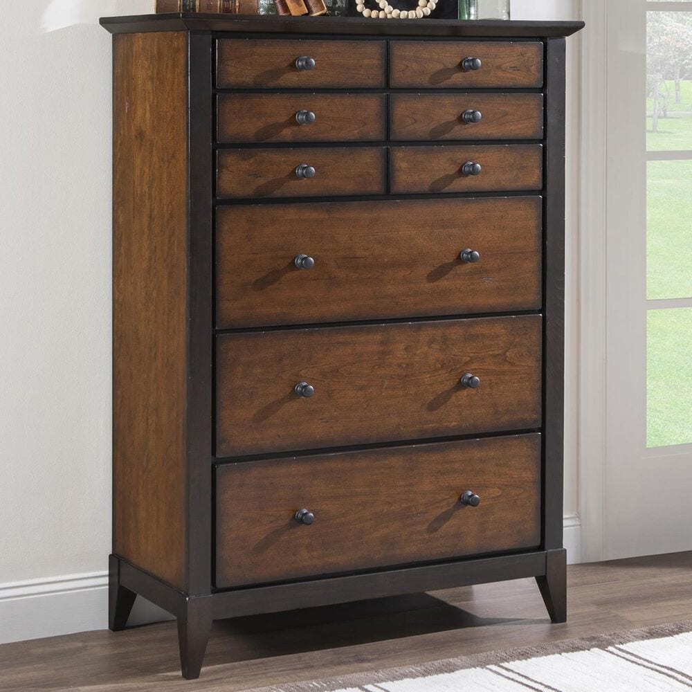 St Claire Home Fenmore 6-Drawer Chest in Mocha and Distressed Cherry, , large