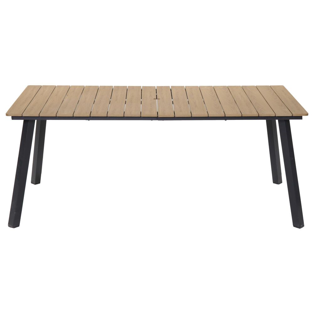 Hearth and Haven Outdoor Rectangular Dining Table with Umbrella Hole in Yellow - Table Only, , large