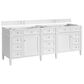 James Martin Brittany 84" Double Bathroom Vanity in Bright White with 3 cm Eternal Jasmine Pearl Top, Rectangular Sinks and FreePower Wireless Charger, , large