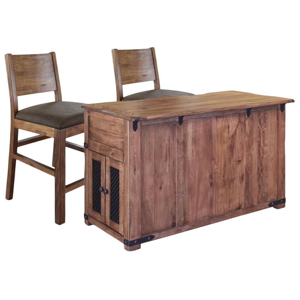 Fallridge Parota 3-Piece Kitchen Island Set in Natural Two-Toned Wood, , large
