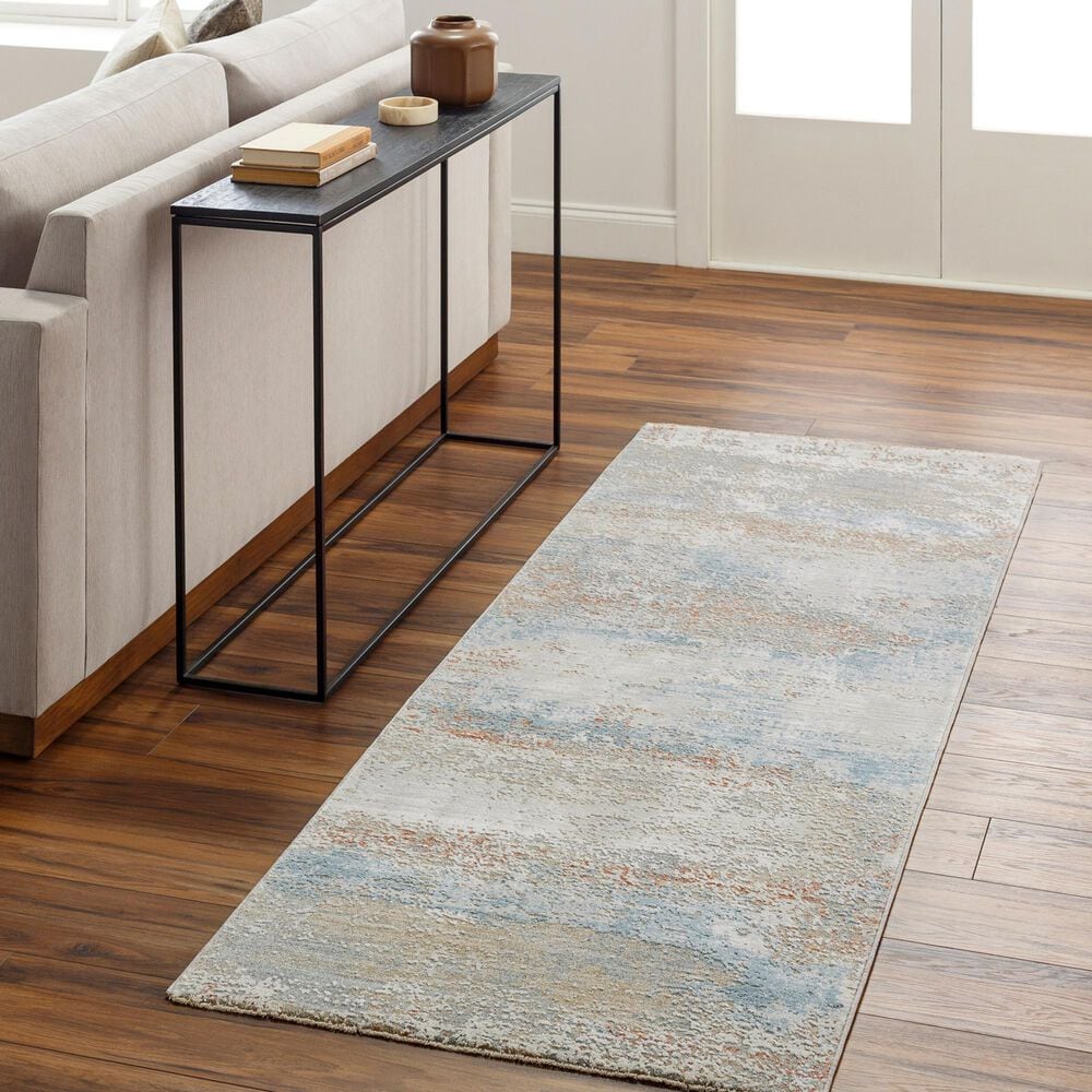 Surya Brunswick 2'7" x 10' Blue, Taupe, Cream, Tan, Seafoam and Gray Runner, , large