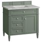 James Martin Vanities Brittany 36" Single Bathroom Vanity in Smokey Celadon with 3 cm Victorian Silver Quartz Top and Rectangular Sink, , large