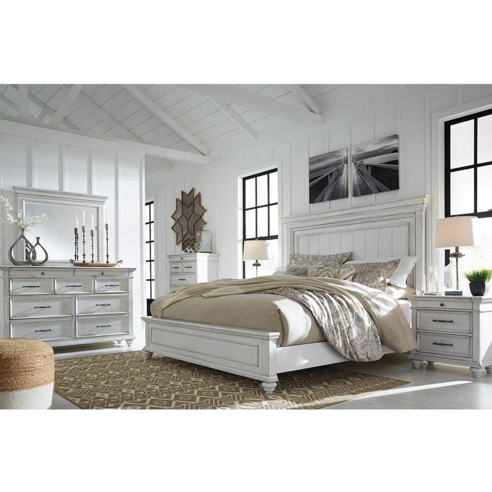 Signature Design by Ashley Kanwyn 4 Piece King Bedroom Set in Distressed Whitewash, , large