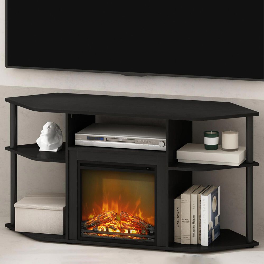 HOMLUX 47" Corner TV Stand with No Heat Electric Fireplace in Americano and Black, , large
