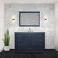 Lexora Home Dukes 48" Single Bathroom Vanity in Navy Blue with 2 cm White Carrara Marble Top and Rectangular Sink, , large