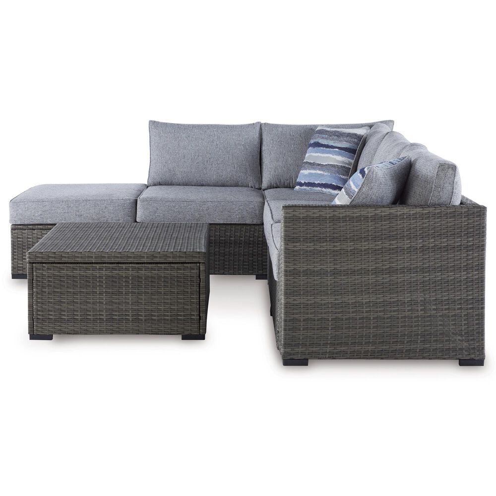 Ashley Petal Road 4-Piece Patio Sectional Set in Gray, , large