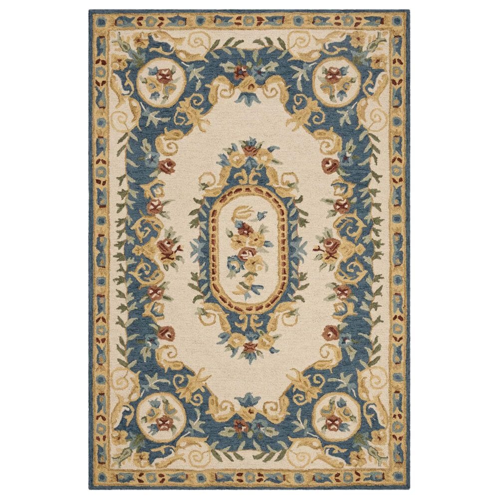 Safavieh Micro-Loop 4" x 6" Cream and Blue Area Rug, , large