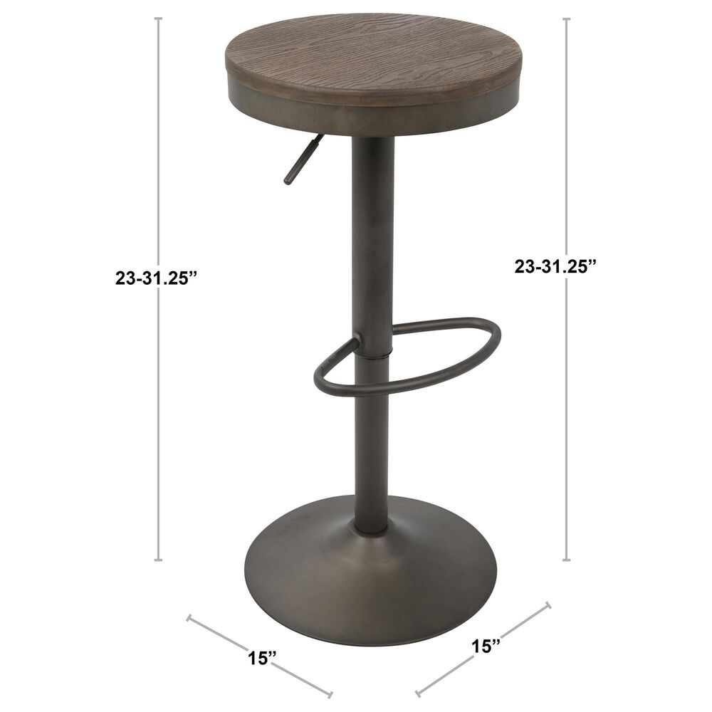 Lumisource Dakota Adjustable Swivel Barstool in Brown/Black &#40;Set of 2&#41;, , large