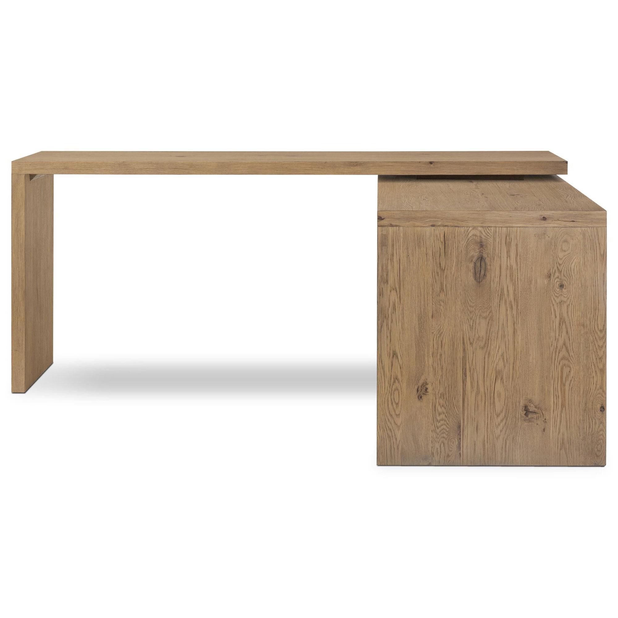 Four Hands Noah L-Shaped Rotating Desk in Aged Smoked Oak