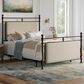 Richlands Furniture Ashley Queen Poster Panel Metal and Upholstered Bed in Brown and Rustic Brown, , large