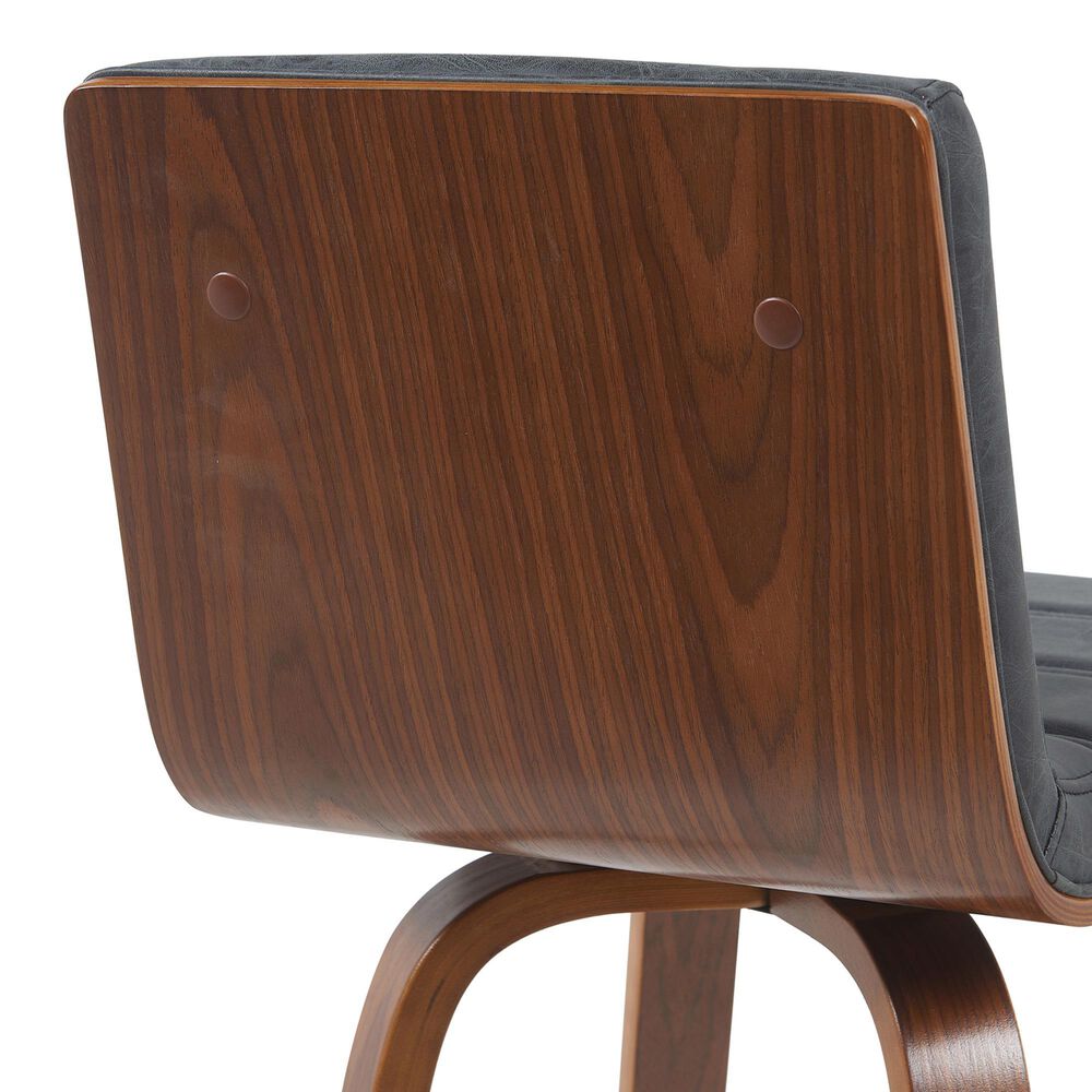 Armen Living Vienna Swivel Counter Height Stool with Vintage Black Upholstery in Walnut, , large