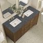 James Martin Vanities Myrrin 60" Double Vanity in Mid Century Walnut with 3 cm Parisien Bleu Quartz Top, , large