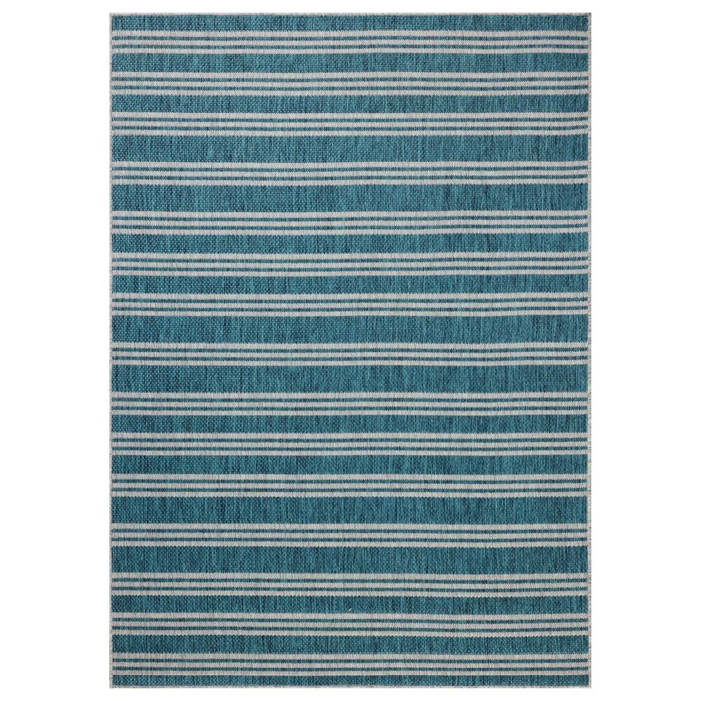 Loloi Easton Teal and Fog 4" x 6" Indoor/Outdoor Area Rug, , large