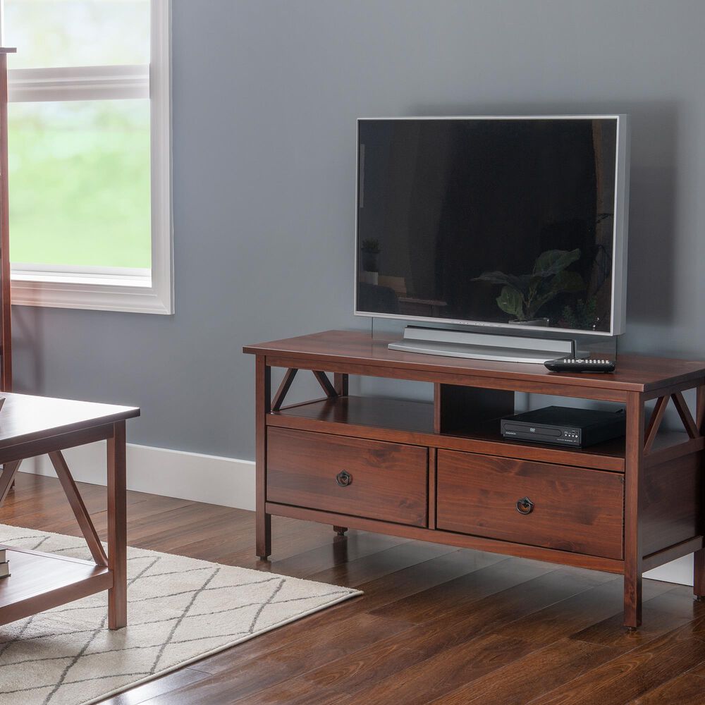 Linon Home Decor Titian Media Center in Antique Tobacco, , large