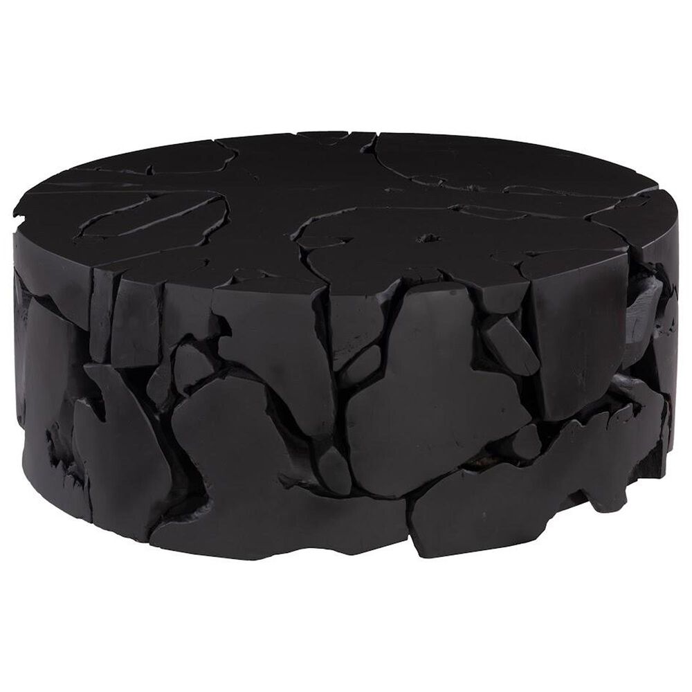 Phillips Collection Teak Chunk Round Coffee Table in Black, , large