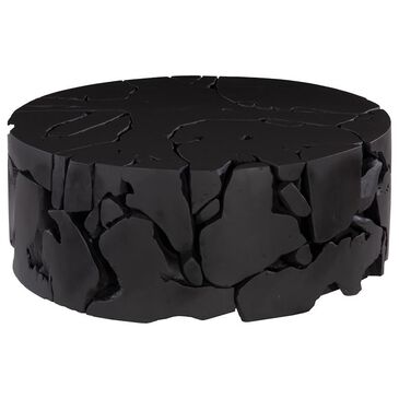 Phillips Collection Teak Chunk Round Coffee Table in Black, , large
