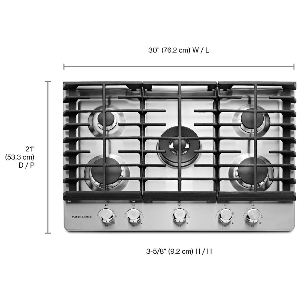 KitchenAid 2-Piece Kitchen Package with PrintShield Stainless Steel 30" Smart Single Wall Oven and Stainless Steel 30" Gas Cooktop, , large