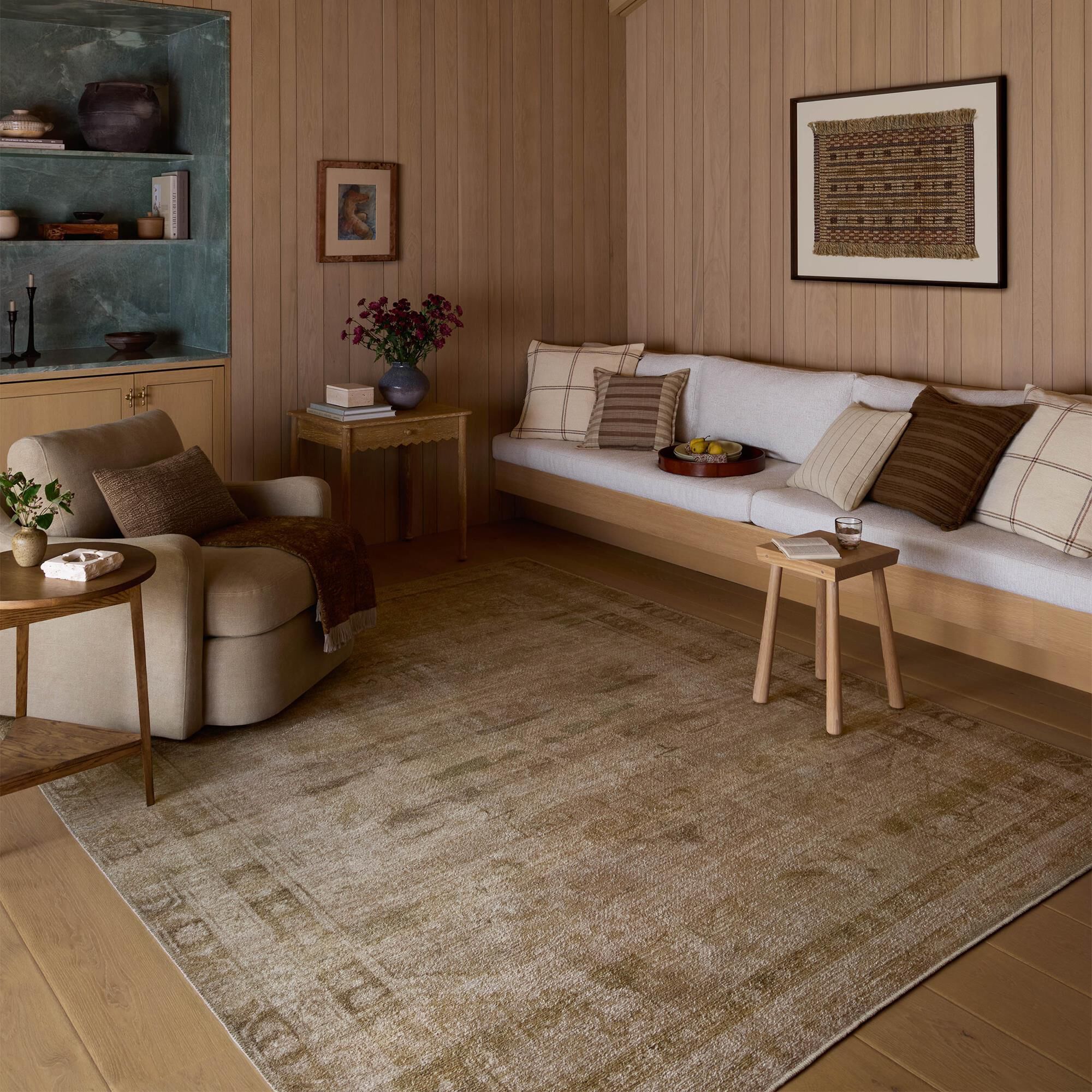 Amber Lewis x Loloi Cambria Natural and Jade 10' x 14' Area Rug
