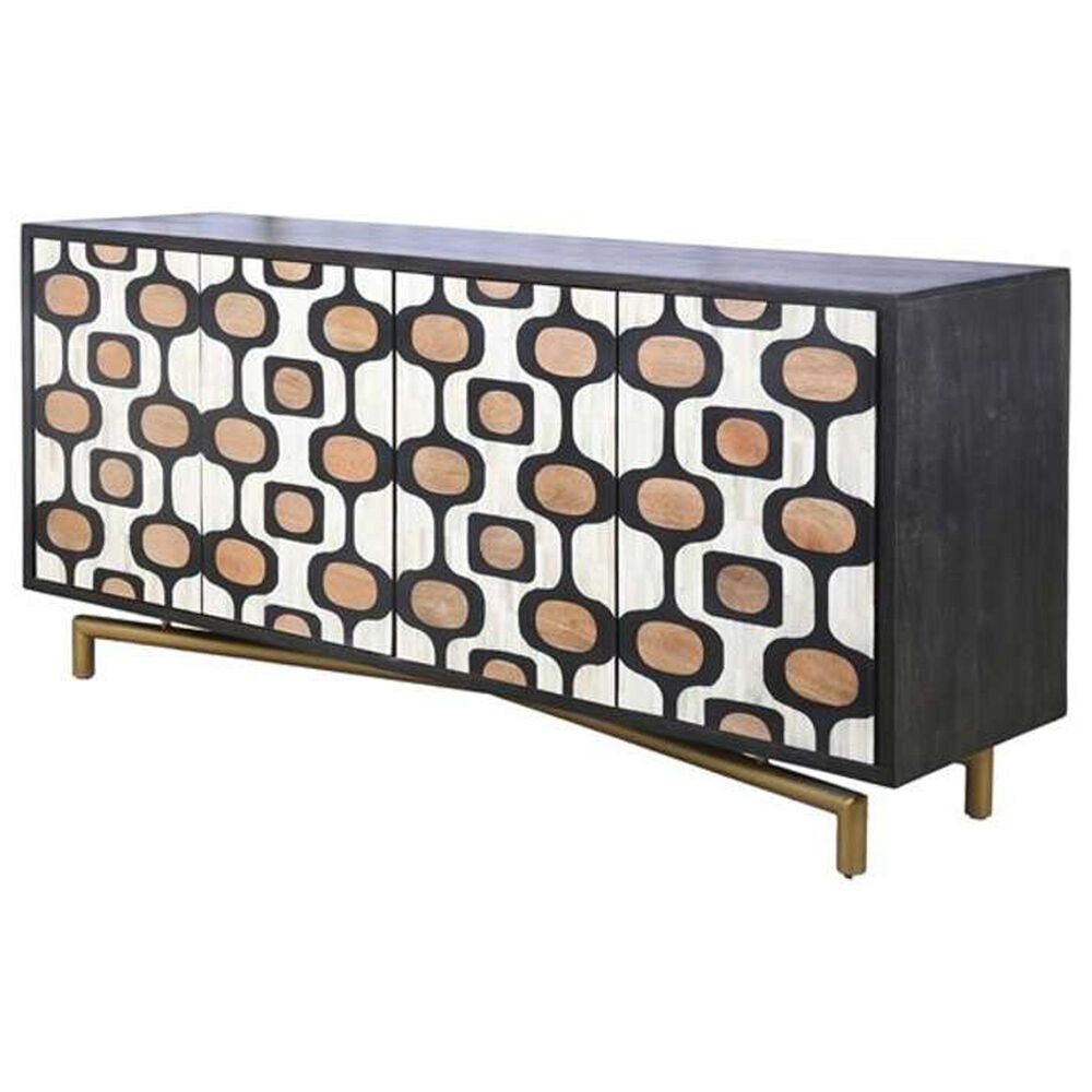 Bassett Mirror Company Paxton 4-Door Server in Ebony Mango, Ivory Bone, Natural Mango and Ant Brass, , large