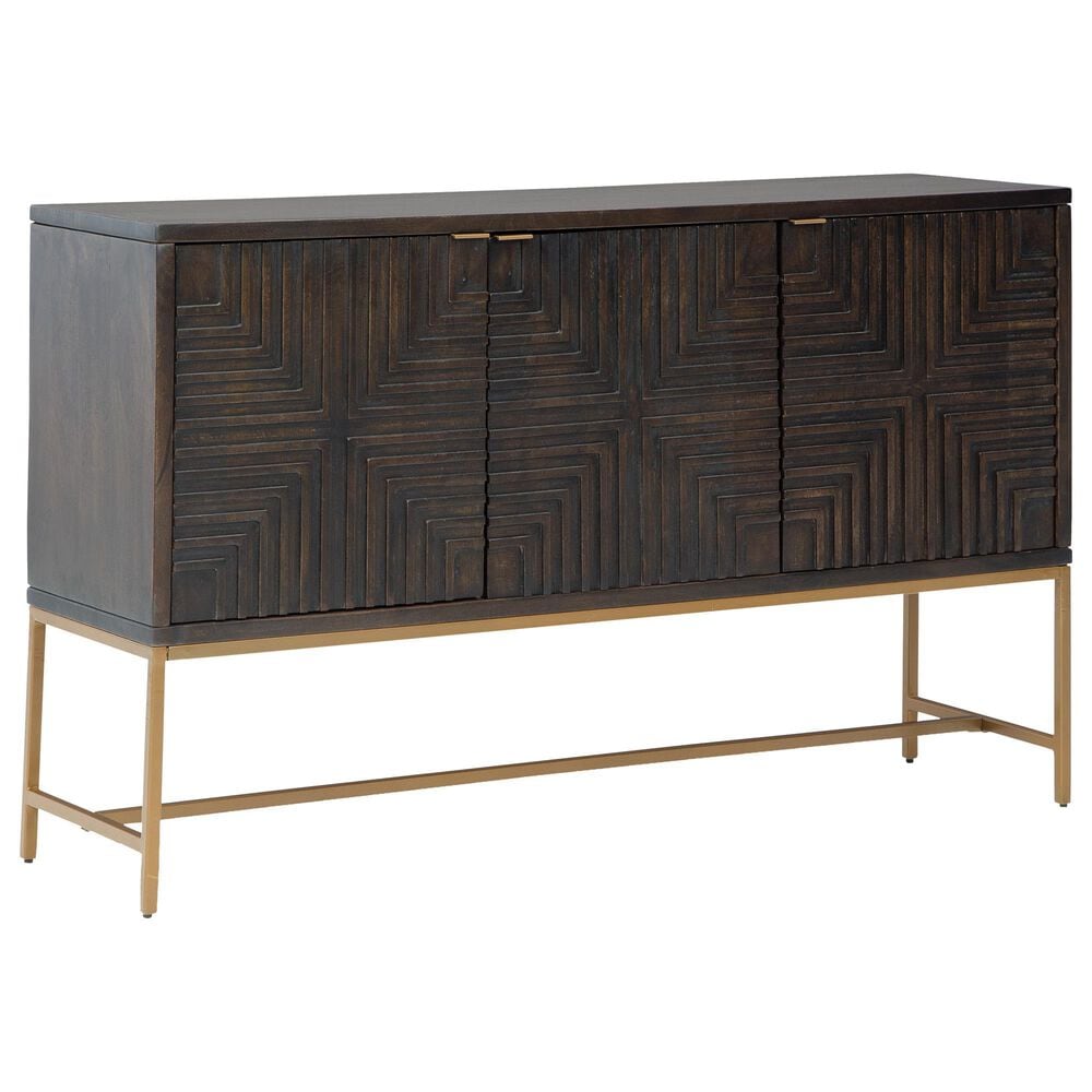 Ashley Elinmore Accent Cabinet in Dark Brown and Gold, , large