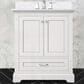 Lexora Home Dukes 30" Single Bathroom Vanity in White with 2 cm White Cultured Marble Top and Rectangular Sink, , large
