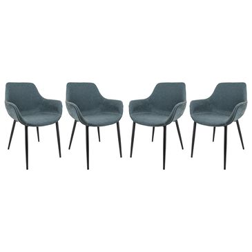 Leisuremod Markley Dining Arm Chair with Black Metal Legs in Peacock Blue (Set of 4), , large